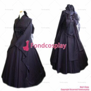 fondcosplay Japan Kimono Gothic Lolita Punk Fashion black cotton Dress Cosplay Costume CD/TV[CK1135]