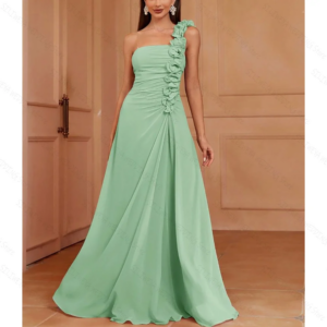 Elegant One Shoulder A-Line Prom Dress Fashion Party Floor Length Lady High-end Formal Evening Gowns