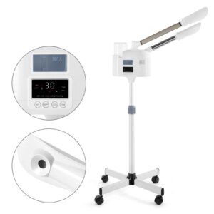 Professional Facial Steamer with Hot Mist Function, Stand Facial Steamer On Wheels, Height Adjustable & 360° Rotatable Nozzle, U