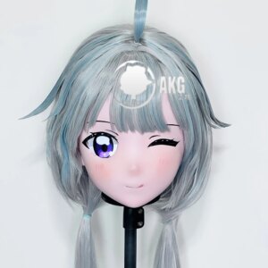 Customize Character Female/Girl Resin Kig Full Head With Lock Anime Cosplay Japanese Anime Kigurumi Mask