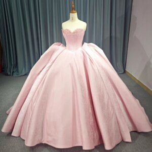 Pink Shiny Quinceanera Dress Ball Gown Off The Shoulder Beading Crystal Corset Birthday Party Sweet 16 Vestidos De 15 Años