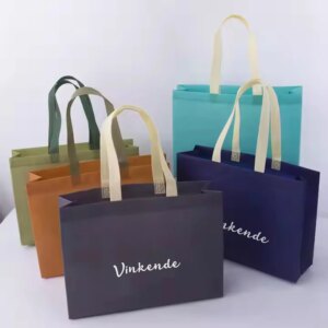 100Pcs Reusable Non Woven Shopping Bags Custom Logo Green Totes Bag Bulk with Handles Large Shopping Bags Birthday Party Favors