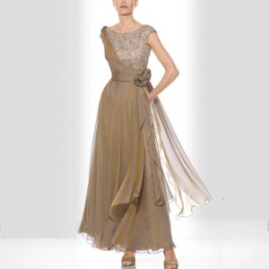 Elegant Dark Brown 30D Chiffon Plus Size Mother of the Bride Dresses for Weddings Robe De soiree Formal Evening Party Dresses
