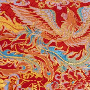 Hanfu fabric presents an auspicious ancient-style imitation mother-of-pearl inlaid golden-red wedding dress surface and skirt