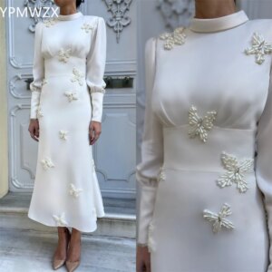 Customized YPMWZX High Collar Mermaid Ankle length Skirts Bead Bespoke Occasion Dresses