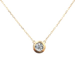 Provence 0.5ct Round Moissanite Diamond with GRA Certified Solid 18K Yellow Gold Solitaire Pendant Trendy Jewelry With Chain