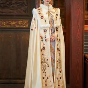 Cloak Chinese shawl for warm outside thickened and draped in gold