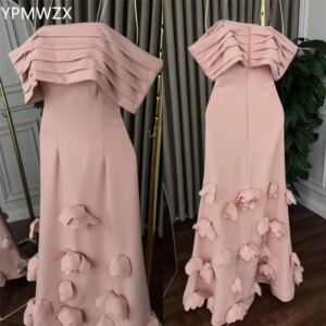 Customized Party Dress Occasion Prom Gown Evening Formal YPMWZX Off-the-shoulder A-line Floor Length Skirts Shirred Applique 3D