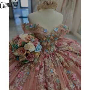 Pink Ball Gown 15 Year Quinceanera Dress 2025 Girls Evening Dresses Vestidos De Fiesta