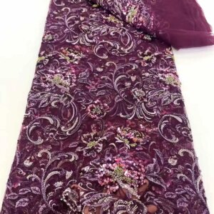 Mccarthy Handmade French Tulle Lace Fabric 2025 High Quality 3D Flower Embroidery African Beads Lace Fabric for Women Dresses