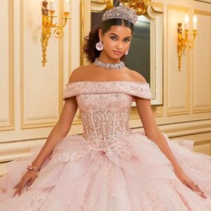 Customized Sparkly Ball Gown Quinceanera Dress for Girl Off the Shoulder Layered Bow Applique Corset Robe Quinceanera Rouge