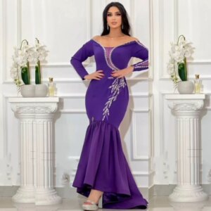 Customized Evening Saudi Arabia Jersey Rhinestone Engagement Mermaid Off-the-shoulder Bespoke Occasion Gown Midi Dresses