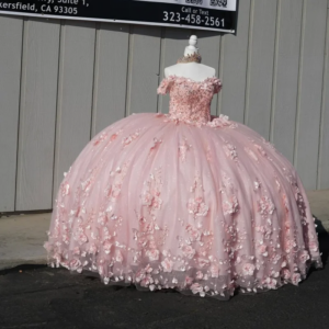 Customized Shiny Pink Off Shoulder Quinceanera Dress crystal sequin applique Tull 3D flower trailing vestidos de 15 Quinceanera
