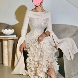 Customize Elegant Vintage Sweet Beige Sequins Lace Beads Mermaid Formal Occasion Prom Dress Evening Party Gowns Matching