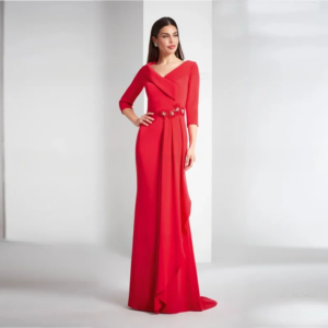 Red Mother of the Bride Dresses 2023 Mermaid V-neck Floor-length Beadings Formal Party Wedding Guest Dresses فستان حفلات الزفاف