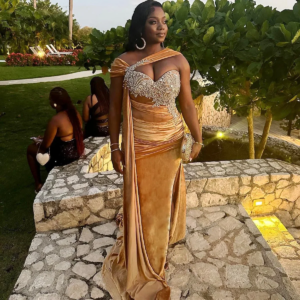 Women Elegant Long Prom Dress Applique robe de soiree Beaded vestidos formales abiye Velvet Maxi Gowns Aso Ebi Evening Dresses