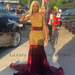 Elegant Shining Crystal Prom Dresses 2025 Mermaid Glitter Evening Party Gown for Black Girls Customized vestidos de gala