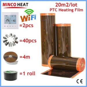 20m2/lot New PTC Heating Film Kits Electric Floor Heating System 240w/m2 Infrared Warm Mat