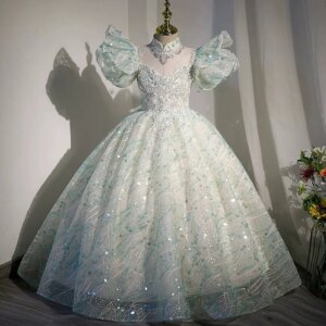 High Quality Princess Special Occasion Flower Girl Dress Wedding Pary Prom Perform Birthday Baby Child Kid Ball Gown