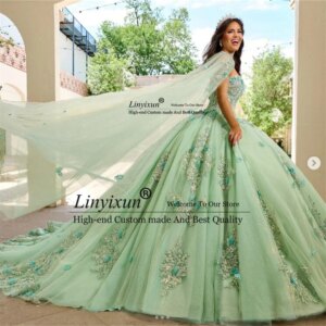 Princess Ball Gown Quinceanera Dress With Cape Birthday Customized Vestidos De 15 Años Appliques Floars Mexican Sweet 16 Gown