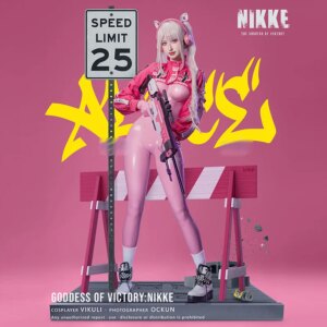 Game GODDESS OF VICTORY: Nikke Cos Alice Cosplay Pink Sexy Tights suit Women PU leather reflective jumpsuit costume A