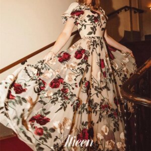 Aileen Printing Grace Customized Wedding Dress Luxurious Women’s Evening Dresses for Special Occasions Party Elegant Woman Gala