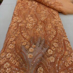 Nigerian Heavy Handmade Beaded Tulle Lace Fabric 2025 African Luxury Sequins And Pearls Net Lace Fabric For Bridal Wedding Dress