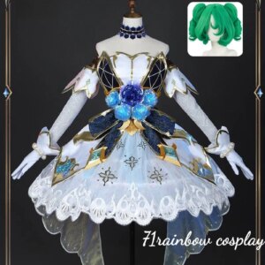 Gwen Cosplay LOL Crystal Rose Gwen Cosplay Costume Woman Halloween Roleplay Uniforms Dress Sets Wig Suits Gwen Game LOL Cosplay