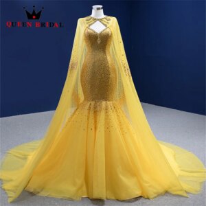 Gold Exquisite Sequined V Neck Mermaid Evening Dress 2023 New Sleeveless Formal Party Gowns Vestido De Noiva Custom ZX47
