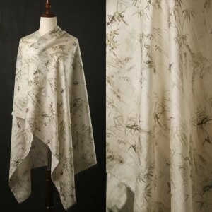 Thin Printed Linen Fabric Gauze Skirt Hanfu Shirt New Chinese