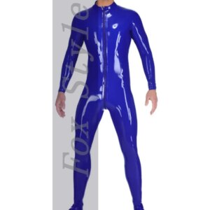 Men’s latex catsuit with socks front zip through crotch