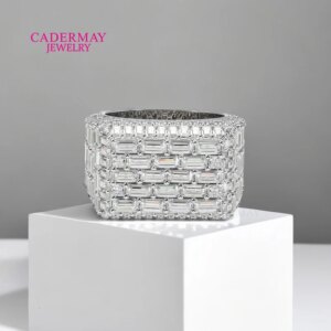 Hiphop Jewelry D VVS Moissanite Square Ring Custom Iced Out Emerald Cut Baguette Cut 925 Sterling Silver Championship Ring Men