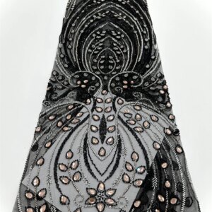 Wholesale African Beaded Lace Fabric French Bridal Stones Lace Fabric 2025 Luxury Nigerian Tulle Lace Fabric Couture Materiel