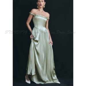 Elegant Evening Dresses Exquisite Off The Shoulder A Line Floor Length Backless High Quality Marriage Evening Banquet Prom Gowns