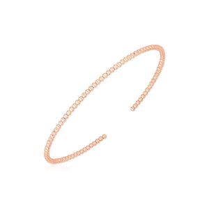 14k Rose Gold High Polish Bead Cuff Bangle 2mm