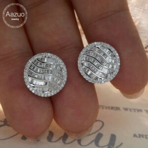 Aazuo Lovely Jewelry 18K White Gold Natrual Diamonds 0.86ct Birthday Gift Idears Round Stud Earrings For Women Senior Banquet