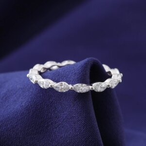 Provence fine jewelry 10K/14K solid gold full marquise cut lab diamond eternity band classic promise engagement wedding rings