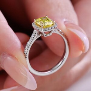 Provence Luxury Yellow Diamonds Ring 18KGold 1.5ct IGI Lab Grown Diamonds Women Wedding half eternity band Personalized Custom