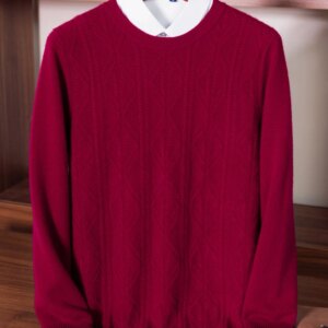 Men’s Sweater New Fashion Autumn Winter 100% Cashmere Round Collar Long Sleeve Pullover Casual Plus Size Tops Warm Knit Shirt