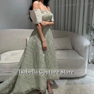 Elegant Shinny Green Off Shoulder Luxurious High Quality Women Evening Dresses 2025 Aline Wedding Party Long gown Customized