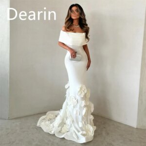 Customized Evening Gown Women Formal Dearin Off-the-shoulder Sheath Floor Length Skirts Draped Bespoke Occasion Dresses Prom Dre