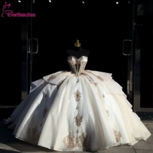 Ball Gown Quinceanera Dress Vestido De 15 Quinceañera Tulle Appliques Beaded Party Dress for Women Sweetheart Prom Evening Dress