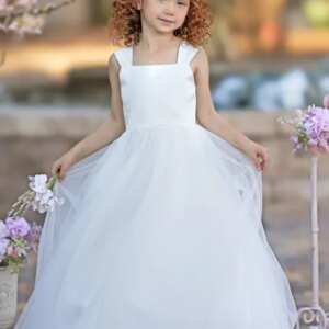 Flower Girl Dresses White Tulle Sleeveless For Wedding Birthday Party Banquet Princess Holy Communion Gowns Customized