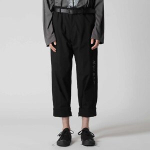 YOJI OOAK original Japanese cotton and linen black straight leg eighths designed to feel the print casual pants men’s fashion