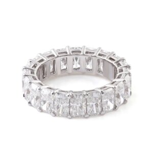 Provence 10K/14K/18K Moissanite Full Eternity Ring for Women Radiant Cut D Color Couple Wedding Band Custom Jewelry GRA