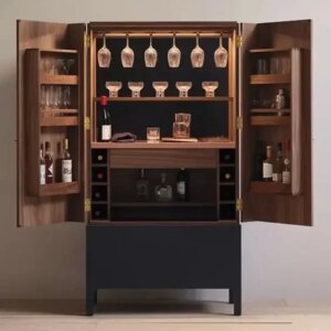 Modern Style Red Wine Bar Cabinet Solid Wood Bar Cabinet Hot Selling Price