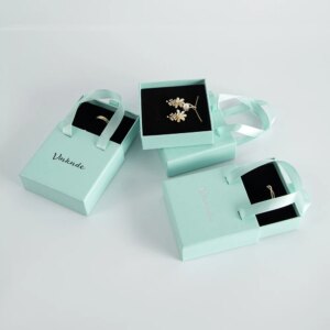 Portable Paper Drawer Box With Silk Handle Advanced Customized Sliding Package Boxes Luxury Bracelet Rings Earrings Storage Case