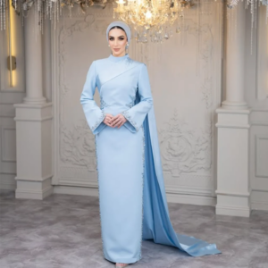 Customized Mermaid Prom Dresses Floor-Length High-Neck Full Sleeve Evening Gown Fashion Crystal Stole Draped Party Dresses