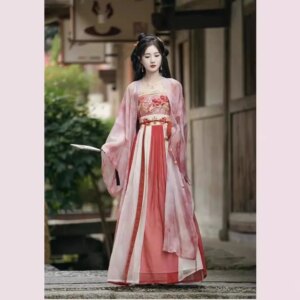 Improved Song Long Shirt Embroidered Slip Top Pleated Skirt Hanfu Women’s Suit Chinese Style Daily