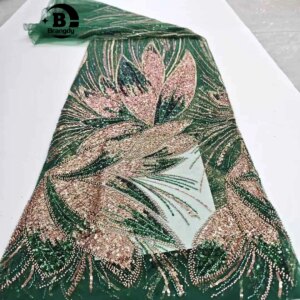 Fashionable Beaded Lace Fabric Wedding Dress Fabric 2025 High-End Wedding Fabric, French And Nigerian Sequined Tulle Lace Sewing